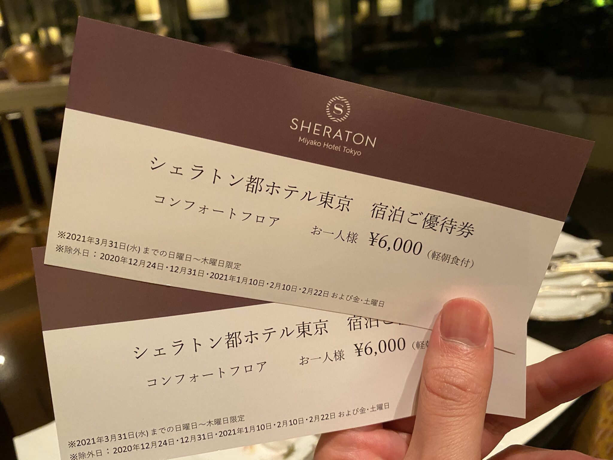 レストラン/食事券シェラトン都ホテル東京　チケットセット